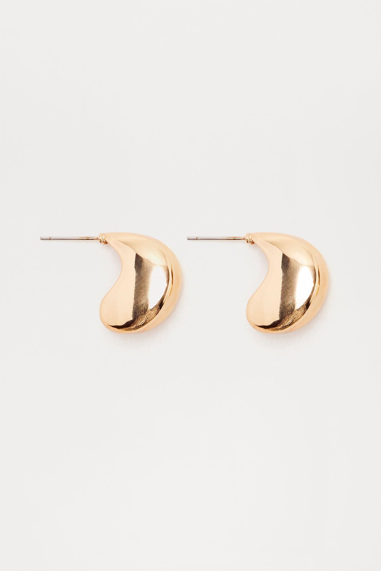 Curved Chunky Drop Earrings - Gold Product Image