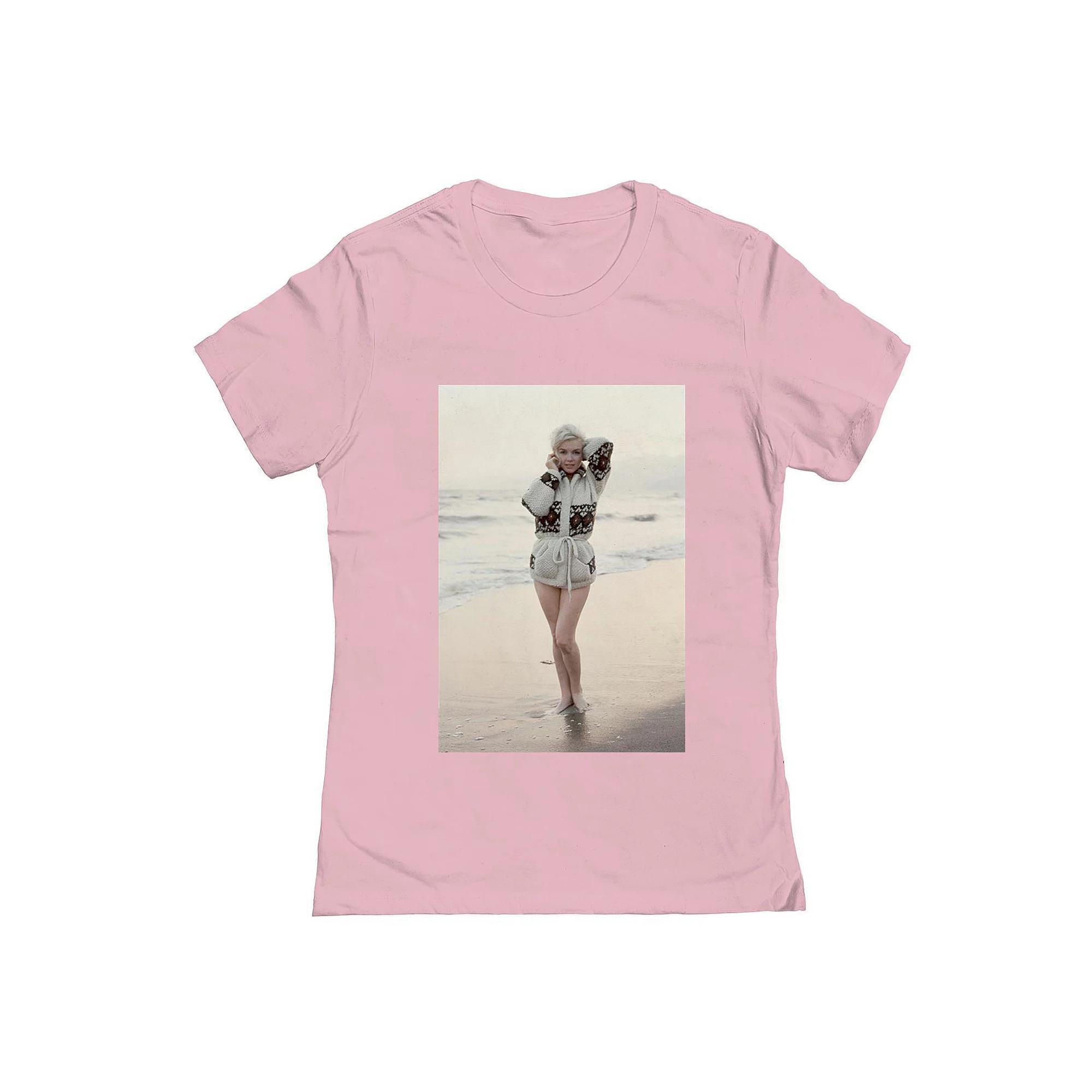 Junior's Grayson Threads The Label Marilyn Monroe Beach Graphic Tee, Women's, Size: XXL, Light Pink Product Image