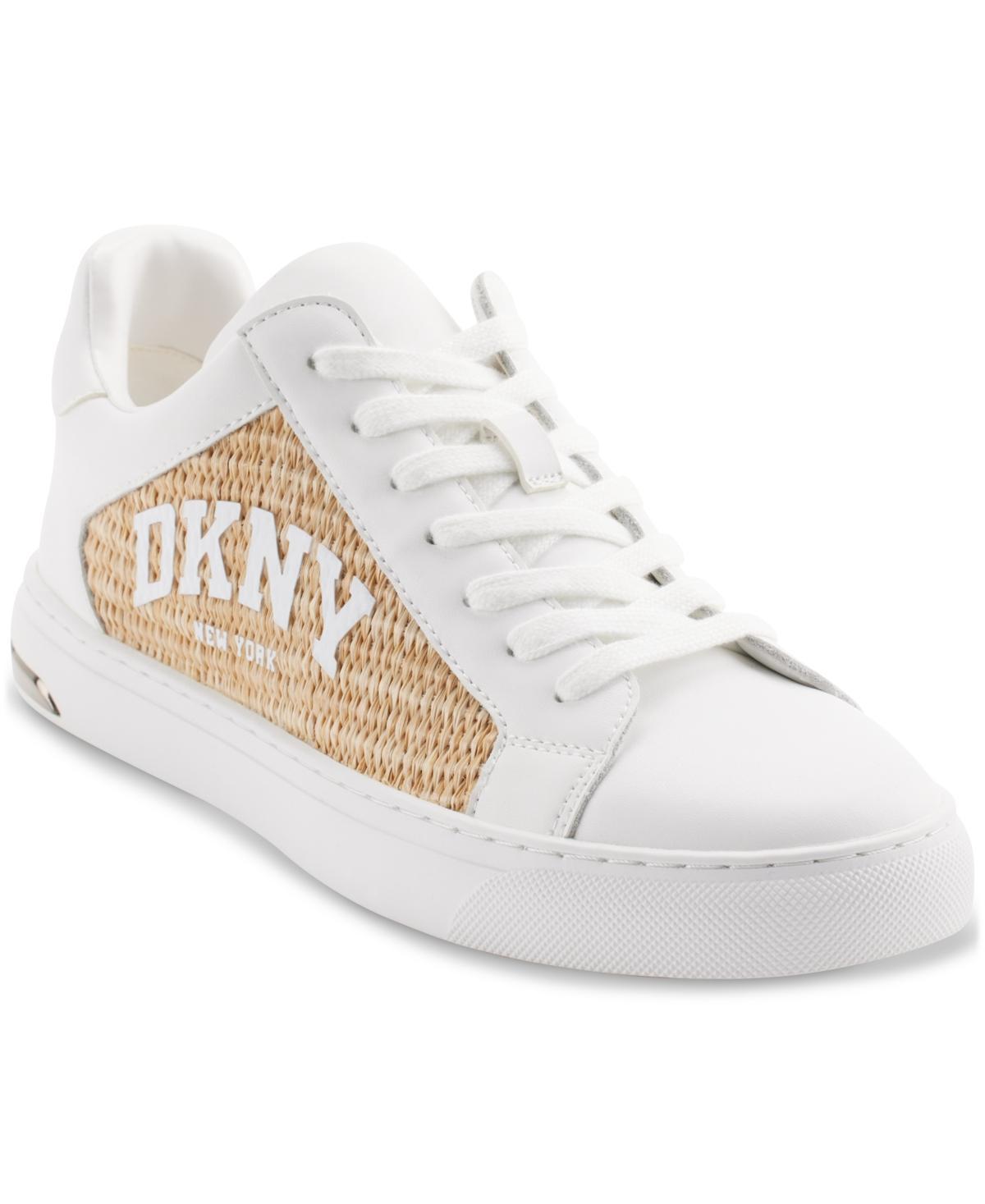 Dkny Womens Abeni Arch Raffia Logo Low-Top Sneakers - White/ Product Image