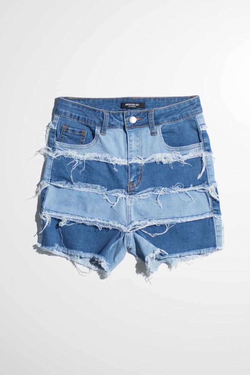 Patchwork Denim Shorts 1 Product Image