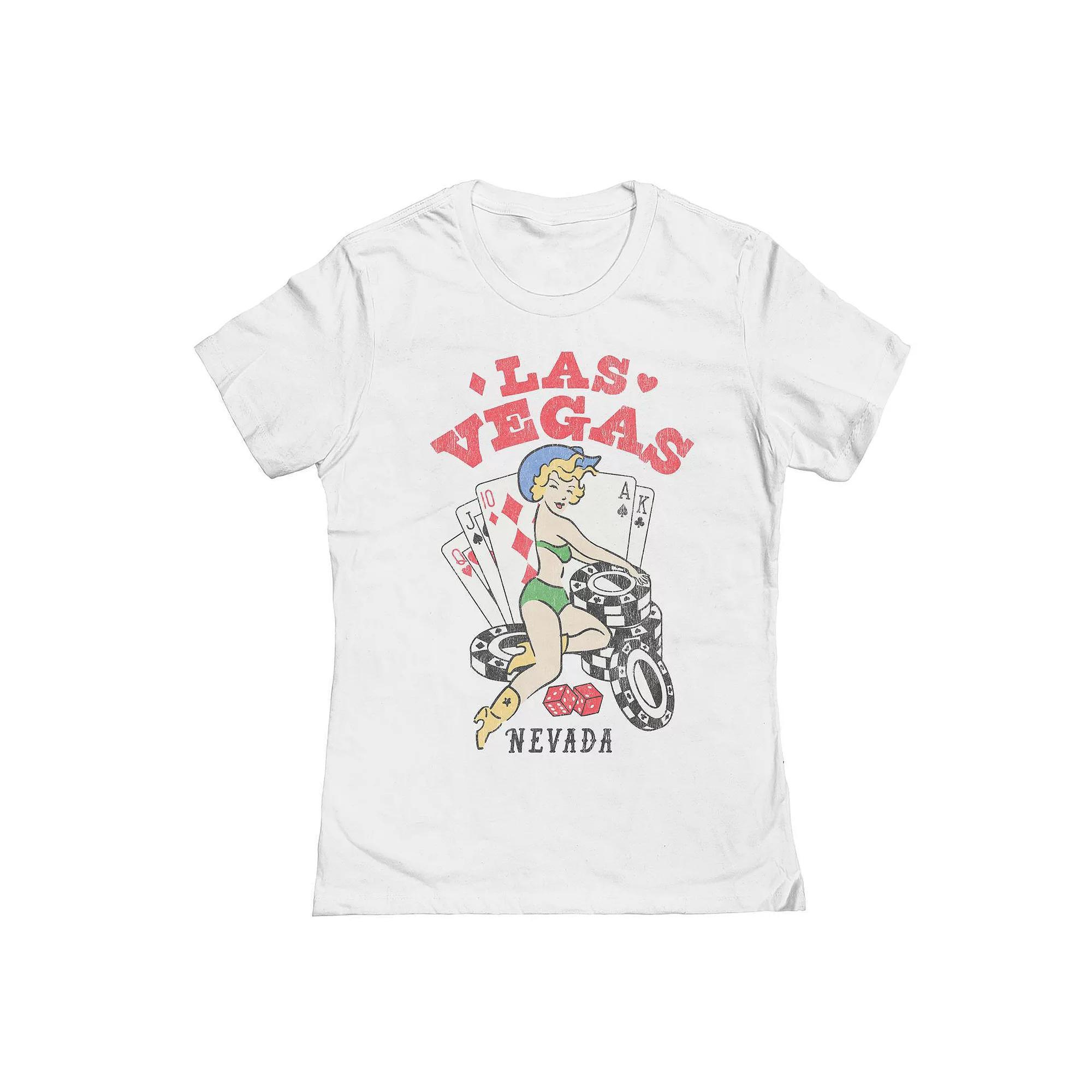 Junior's LAS Vegas NV Pinup Graphic Tee, Girl's, Size: XL, White Product Image