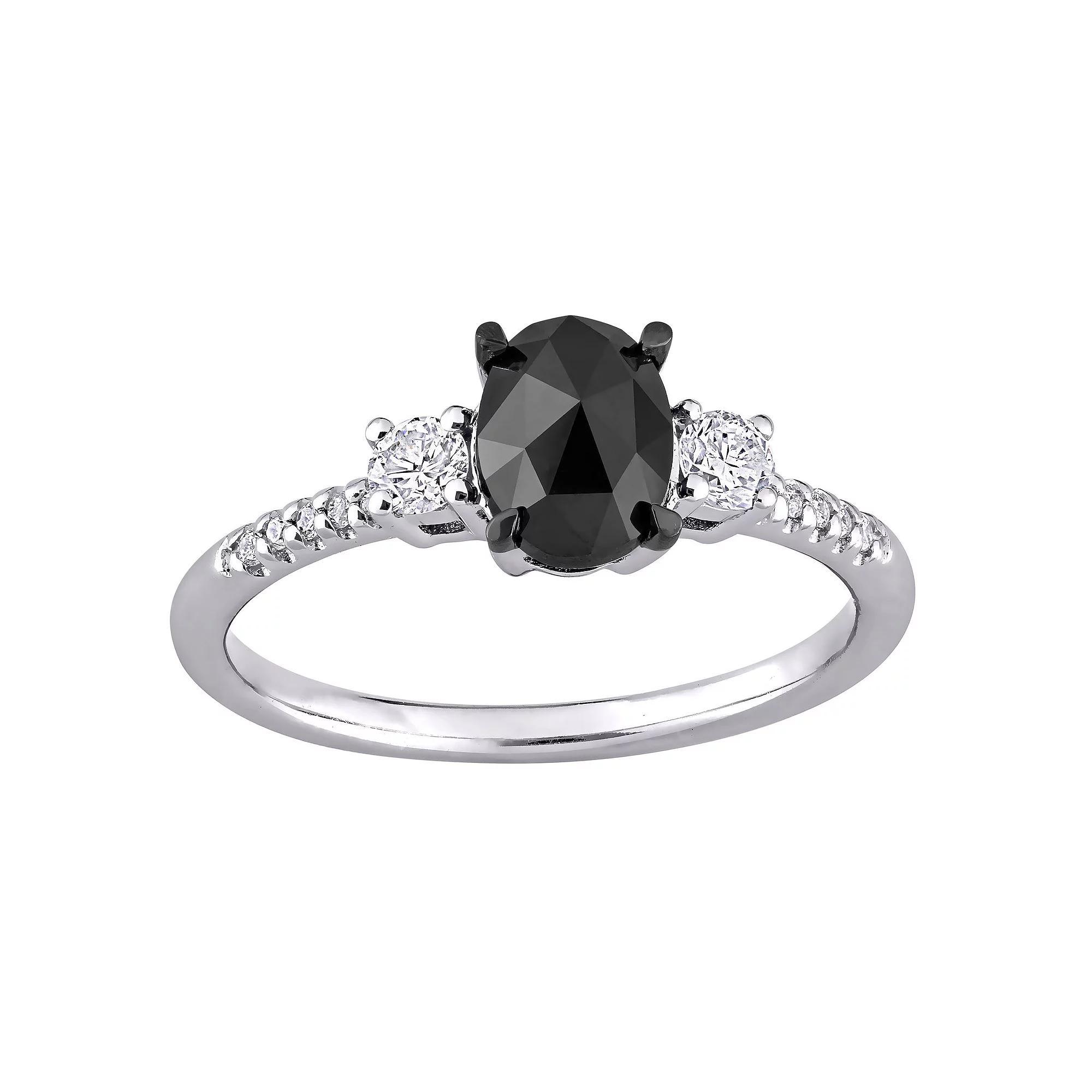 Stella Grace 14k White Gold 1 1/5 Carat T.W. Black & White Diamond Engagement Ring, Women's, Size: 9 Product Image