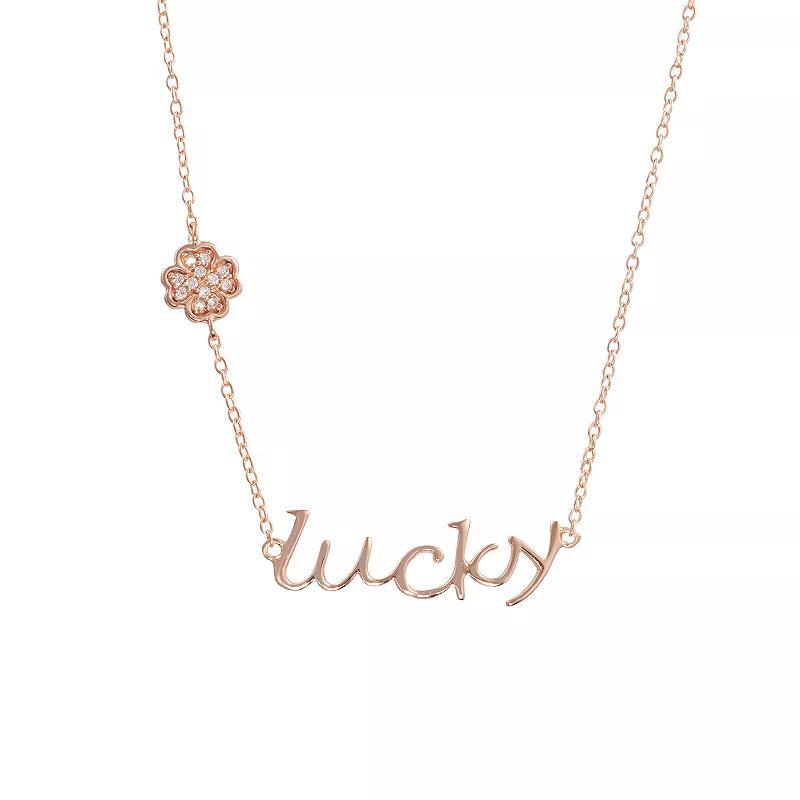 Main and Sterling Sterling Silver Cubic Zirconia Lucky Clover Necklace, Womens Pink Tone Product Image