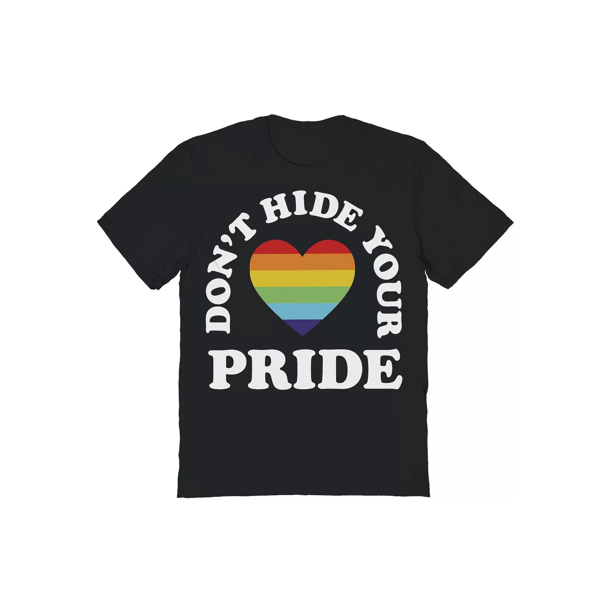 Men's COLAB89 Don't Hide Your Pride Rainbow Filled Heart Graphic Tee, Adult Unisex,  Product Image