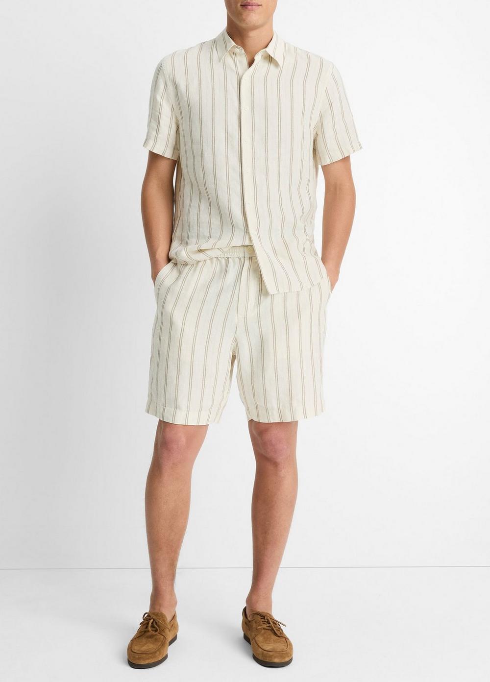 Mens Mesa Stripe Hemp Beach Short, Blanco, Size M Vince Product Image