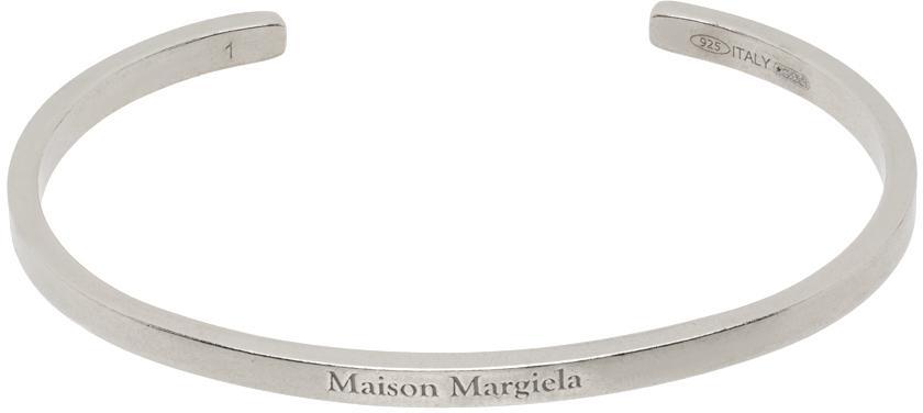 MAISON MARGIELA Silver Logo Bracelet In 951 Palladio Buratta Product Image