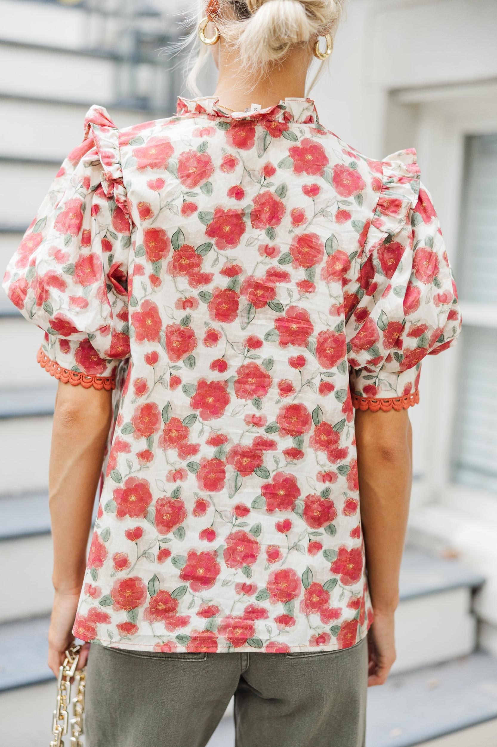 Living In A Dream Brick Red Floral Blouse Female Product Image