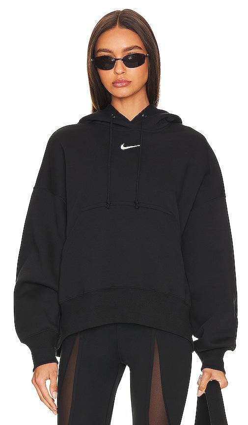 Nike Phoenix Fleece super oversized hoodie in black Product Image