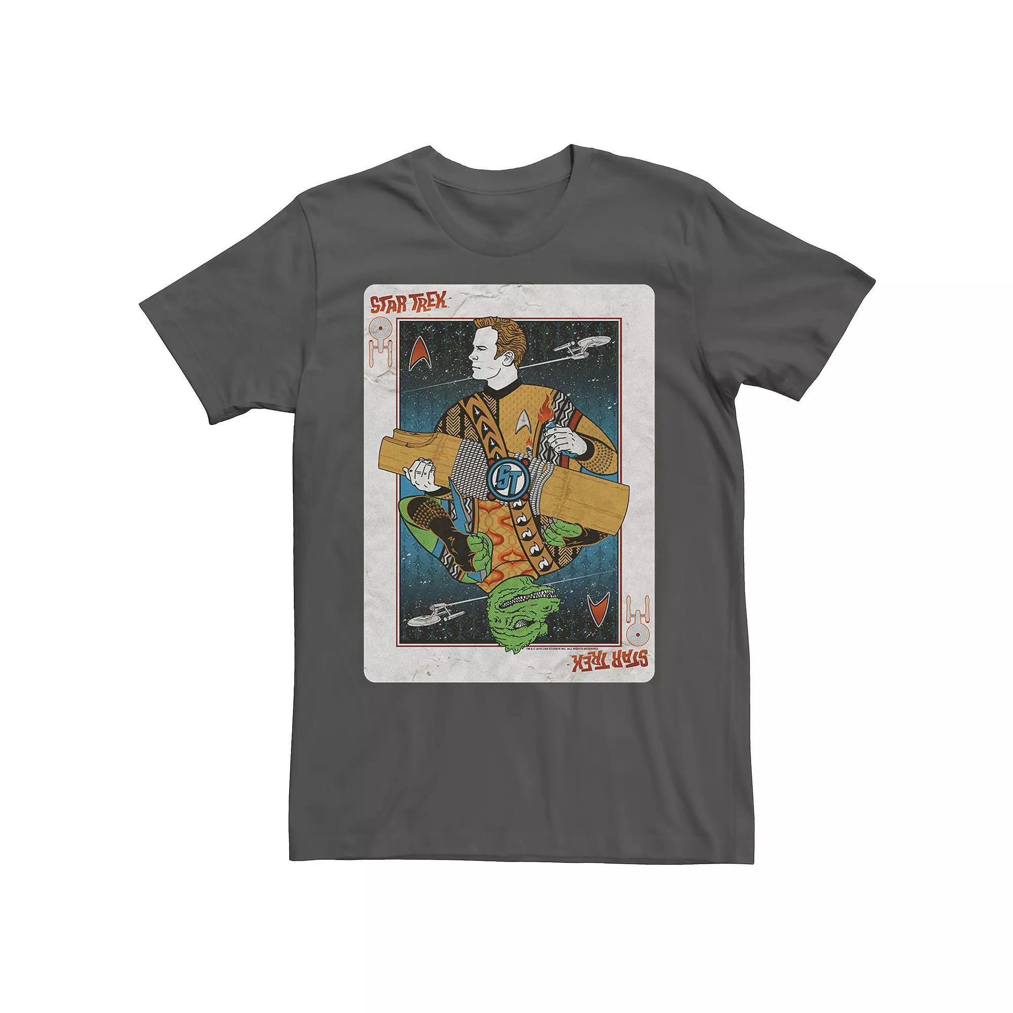 Men's Star Trek Original Series Captain Kirk Playing Card Tee, Size: Large, Grey Product Image