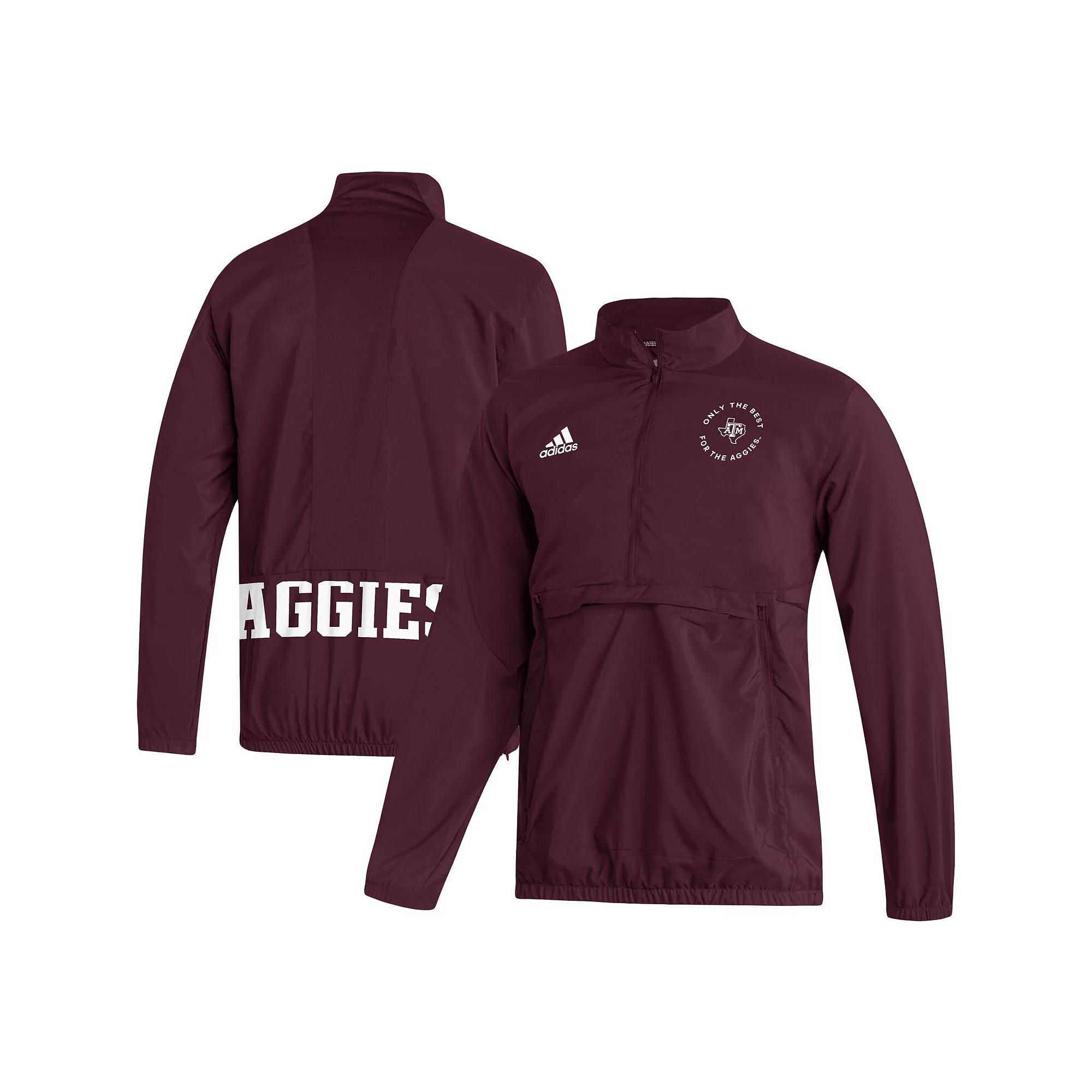 Men's adidas Maroon Texas A&M Aggies AEROREADY Half-Zip Jacket, Size: Medium, Red Product Image