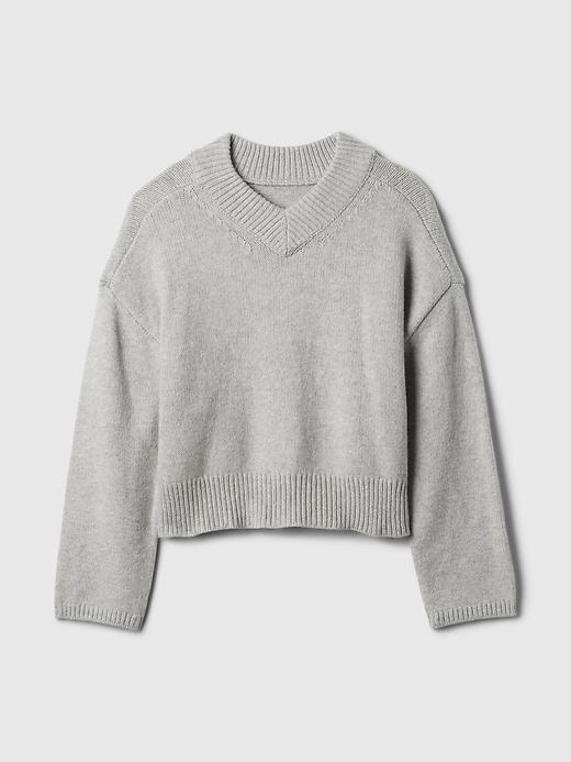 CashSoft Cropped High V-Neck Sweater Product Image