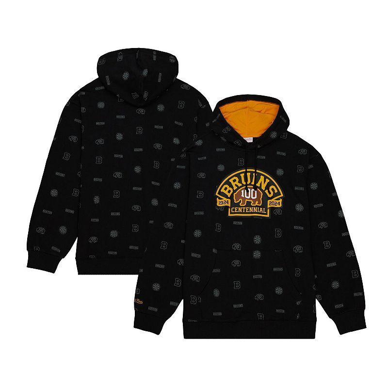 Mens Mitchell & Ness Boston Bruins 100th Anniversary Allover Print Pullover Hoodie Product Image