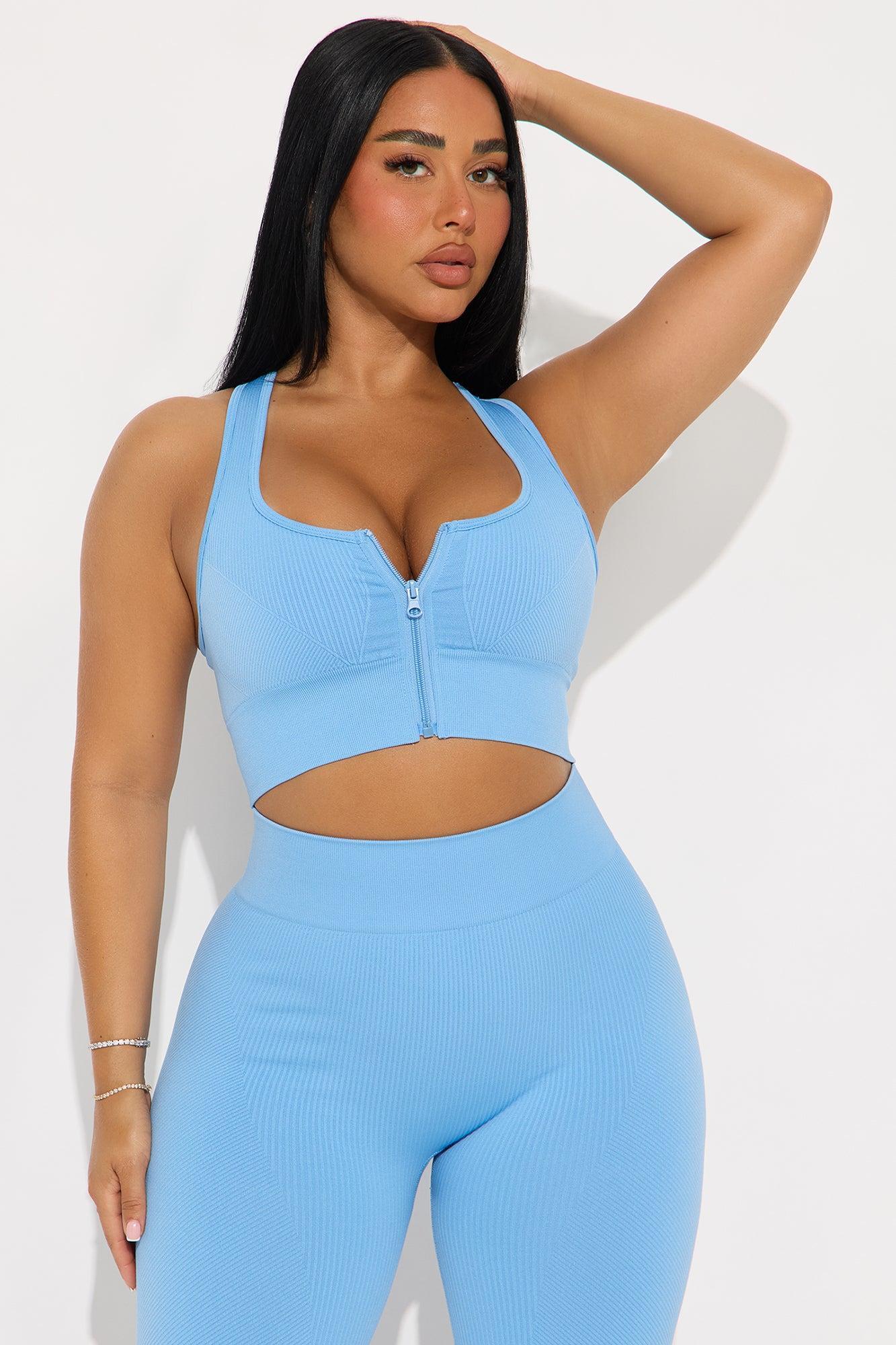 Sully Seamless Ribbed Biker Short Set - Blue Product Image