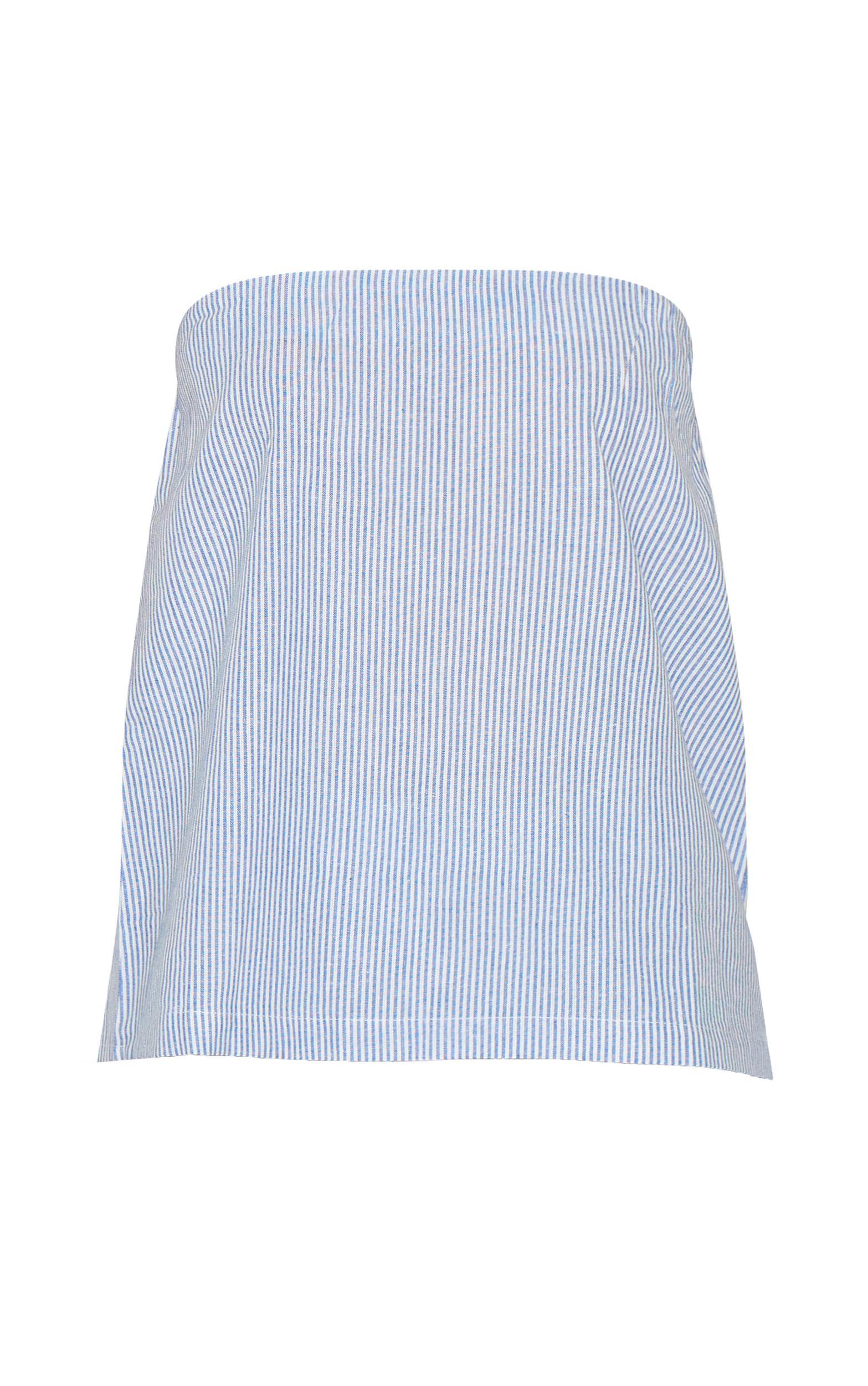Blue Pinstripe Elasticated Bandeau Top Product Image