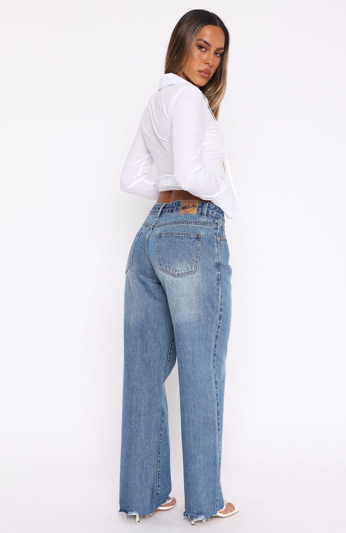 Claire Low Rise Wide Leg Jeans Admiral Blue Product Image