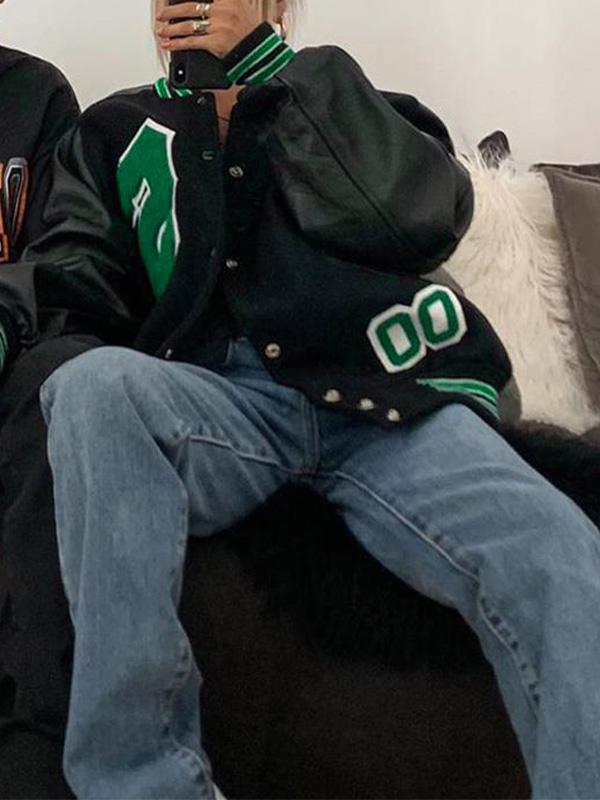 Oversized Logo Varsity Jacket Product Image