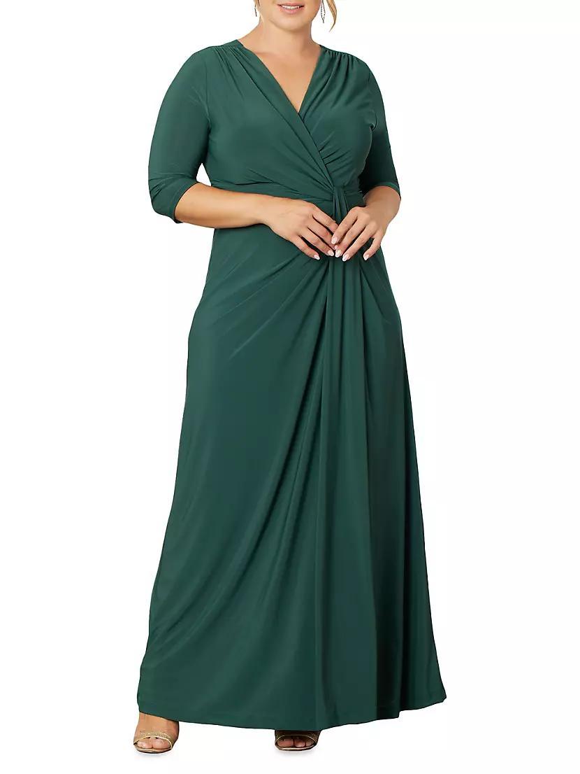 Plus Size Romanced By Moonlight Jersey Wrap-Effect Gown Product Image