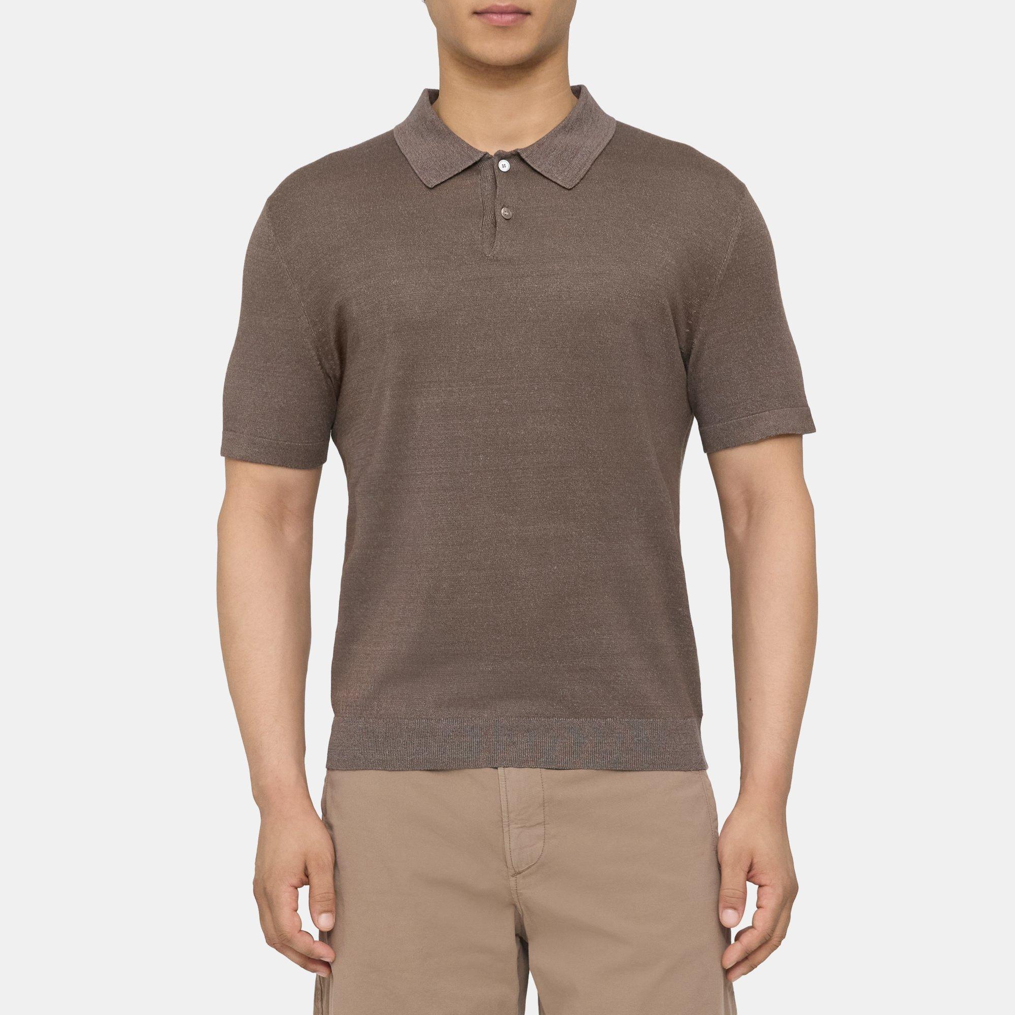 Linen-Blend Polo Shirt | Theory Outlet Product Image