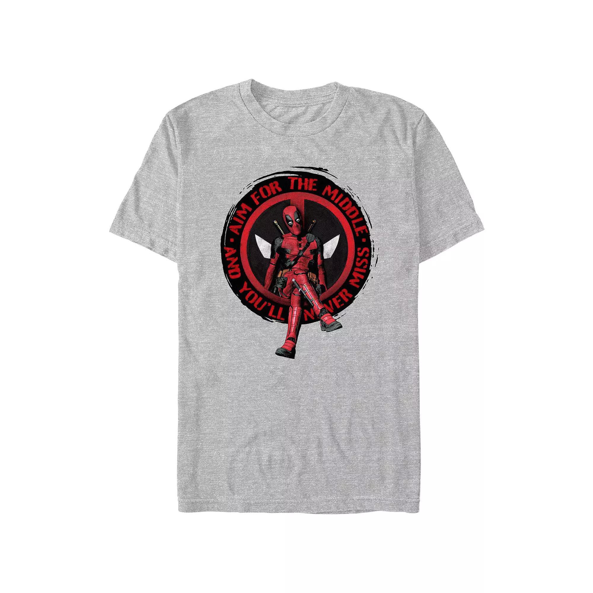 Men's Deadpool And Wolverine Aim for the Middle Logo Graphic Tee,  Product Image