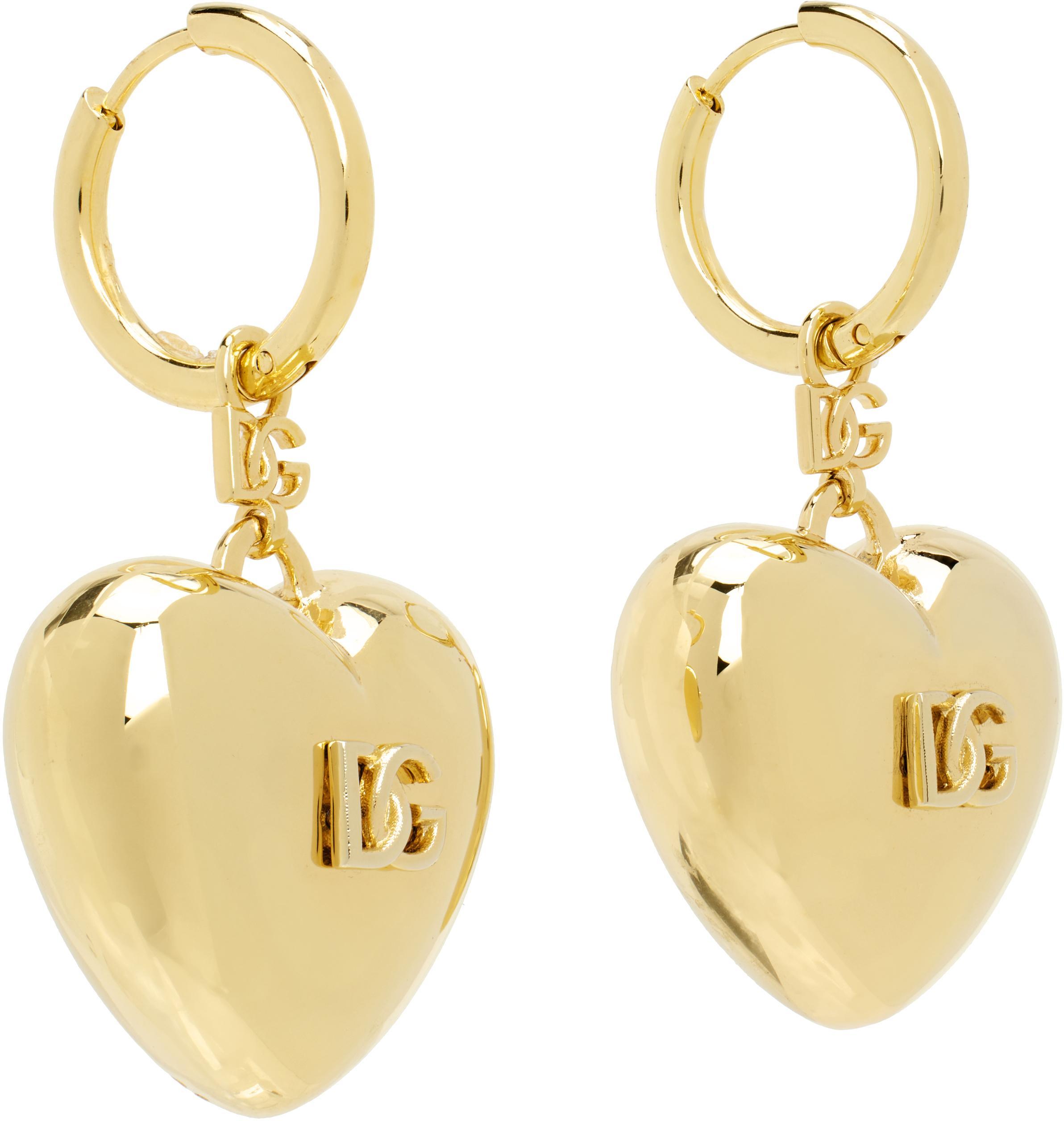 DOLCE & GABBANA Gold Heart Drop Earrings In Zoo00 Oro Product Image