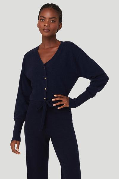 Alo Yoga | Cashmere Jet Set Cardigan Sweatshirt Blue Product Image