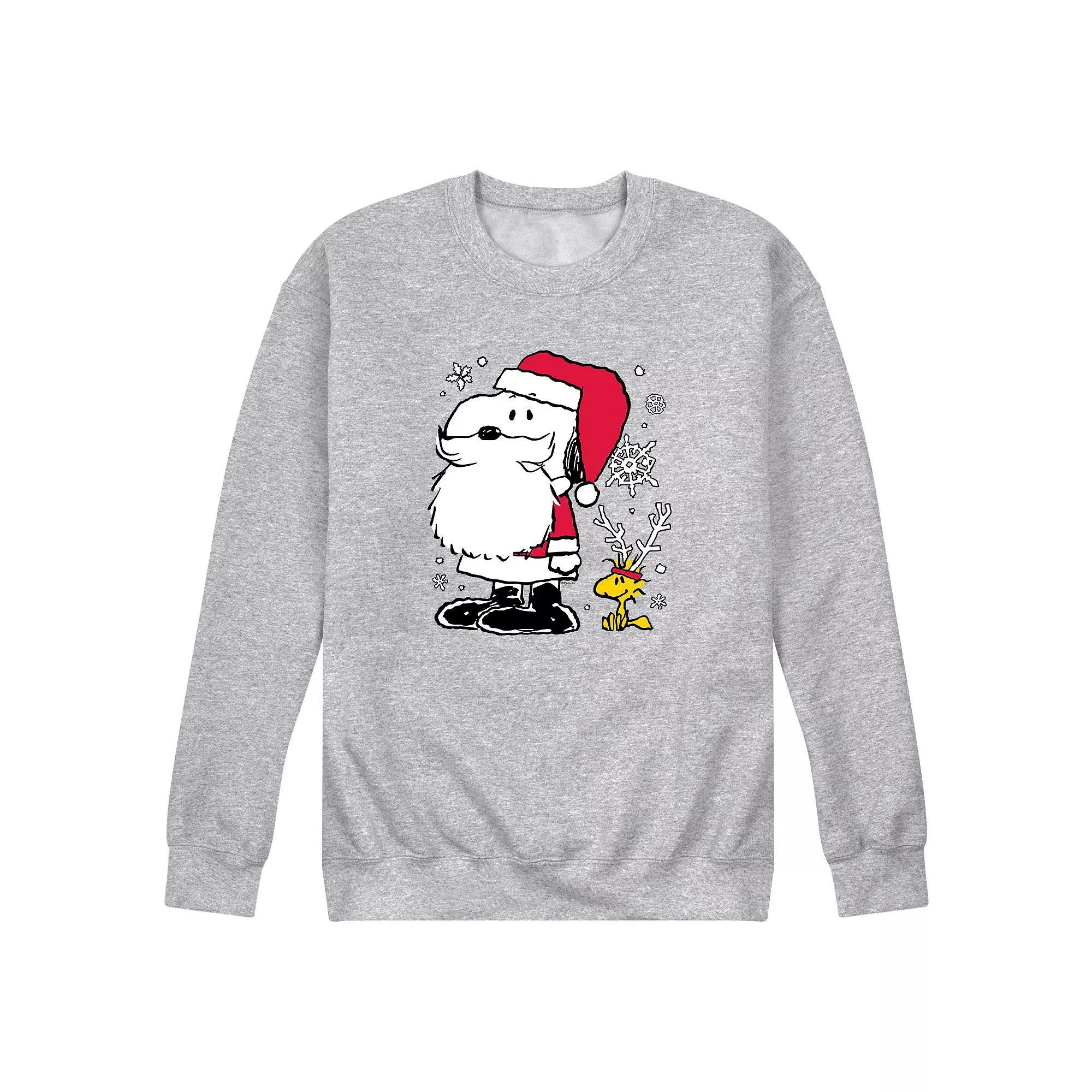 Men's Peanuts Snoopy Santa Reindeer Sweatshirt, Size: Medium, Gray Product Image