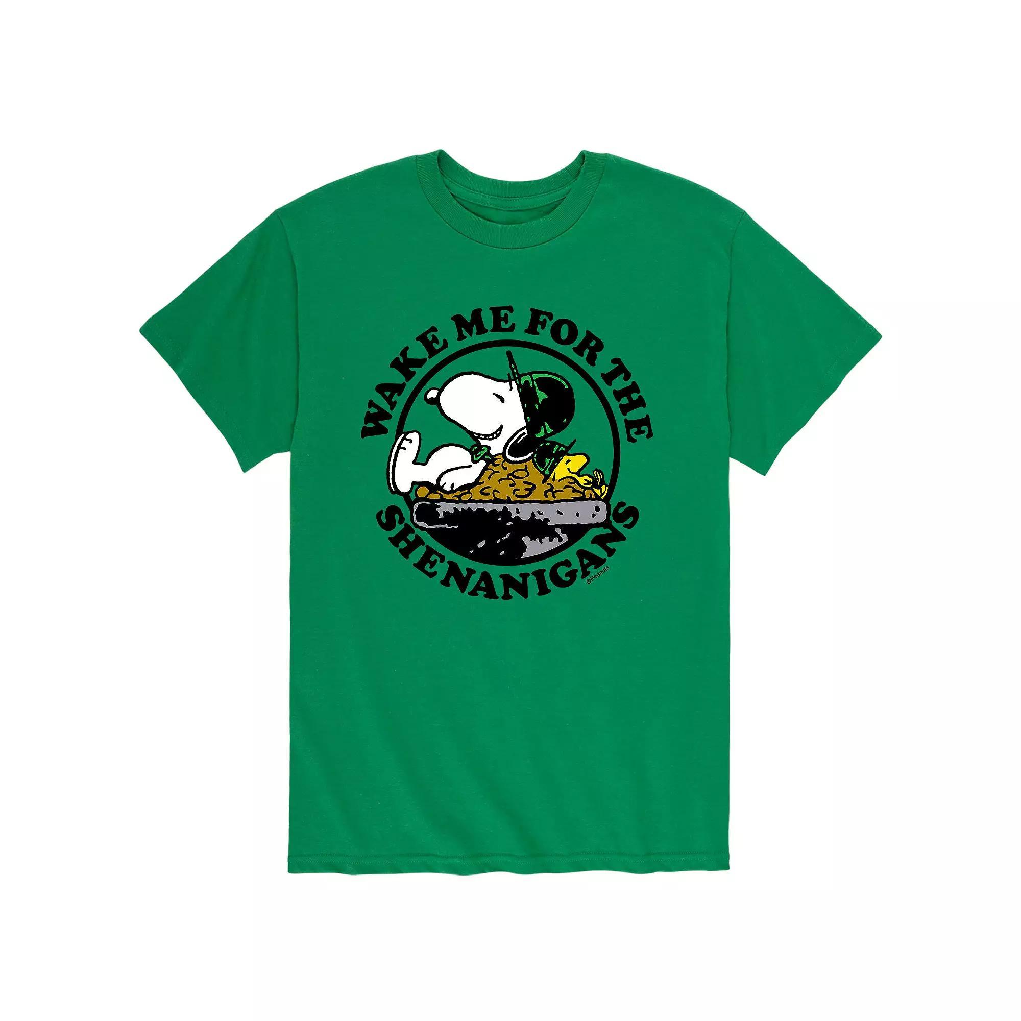 Men's Peanuts Snoopy St. Patrick's Day "Wake Me For The Shenanigans" Tee,  Product Image
