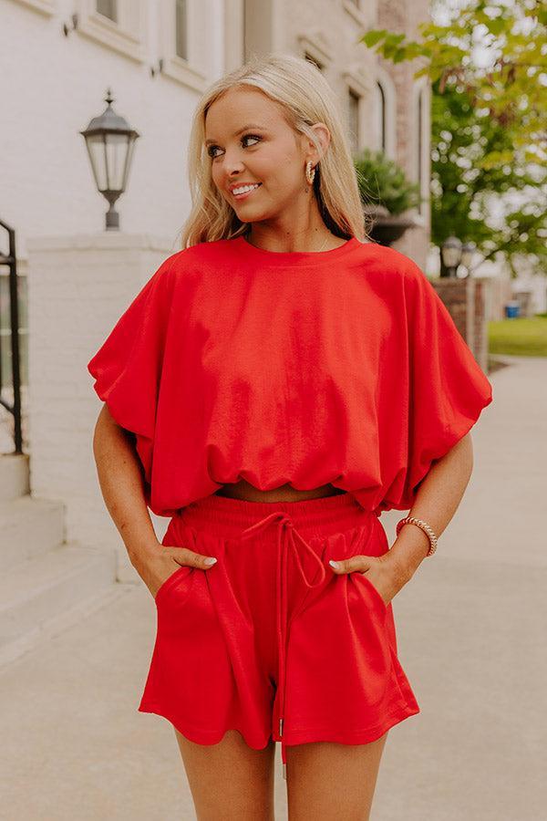 Everyday Chic Bubble Top in Red Product Image