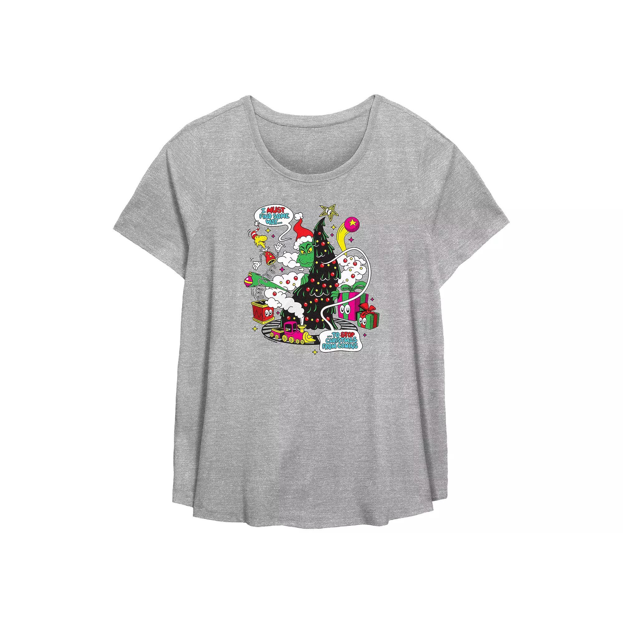 Plus Size Dr. Seuss Grinch Must Find A Way Flowy Graphic Tee, Women's, Size: 0X, Grey Gray Product Image