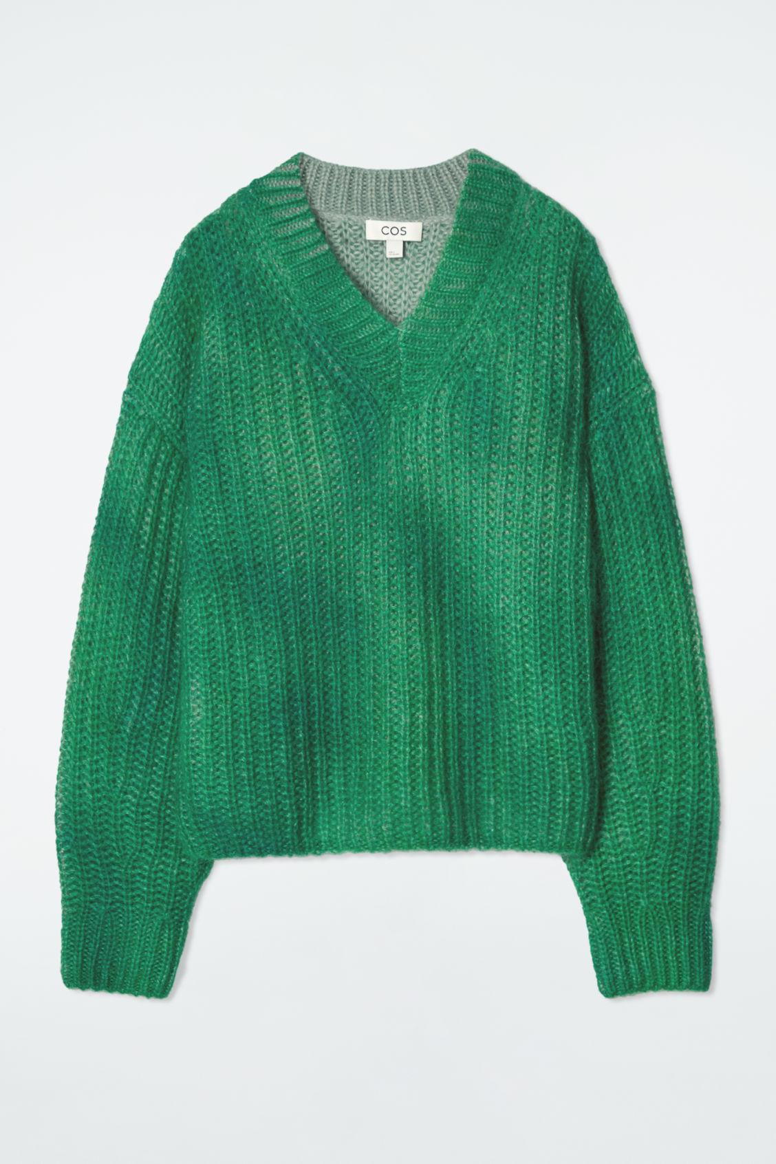 SPRAY-EFFECT MOHAIR V-NECK SWEATER Product Image