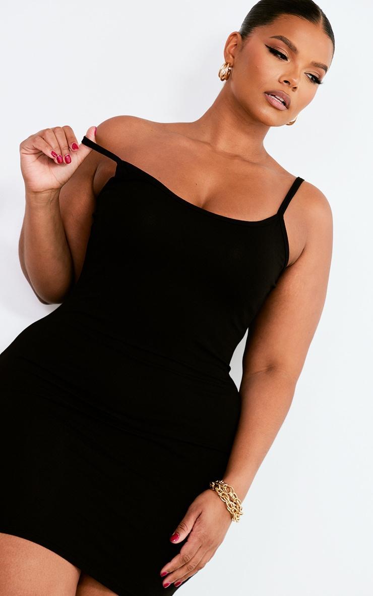 Plus Black Jersey Strappy Bodycon Dress Product Image