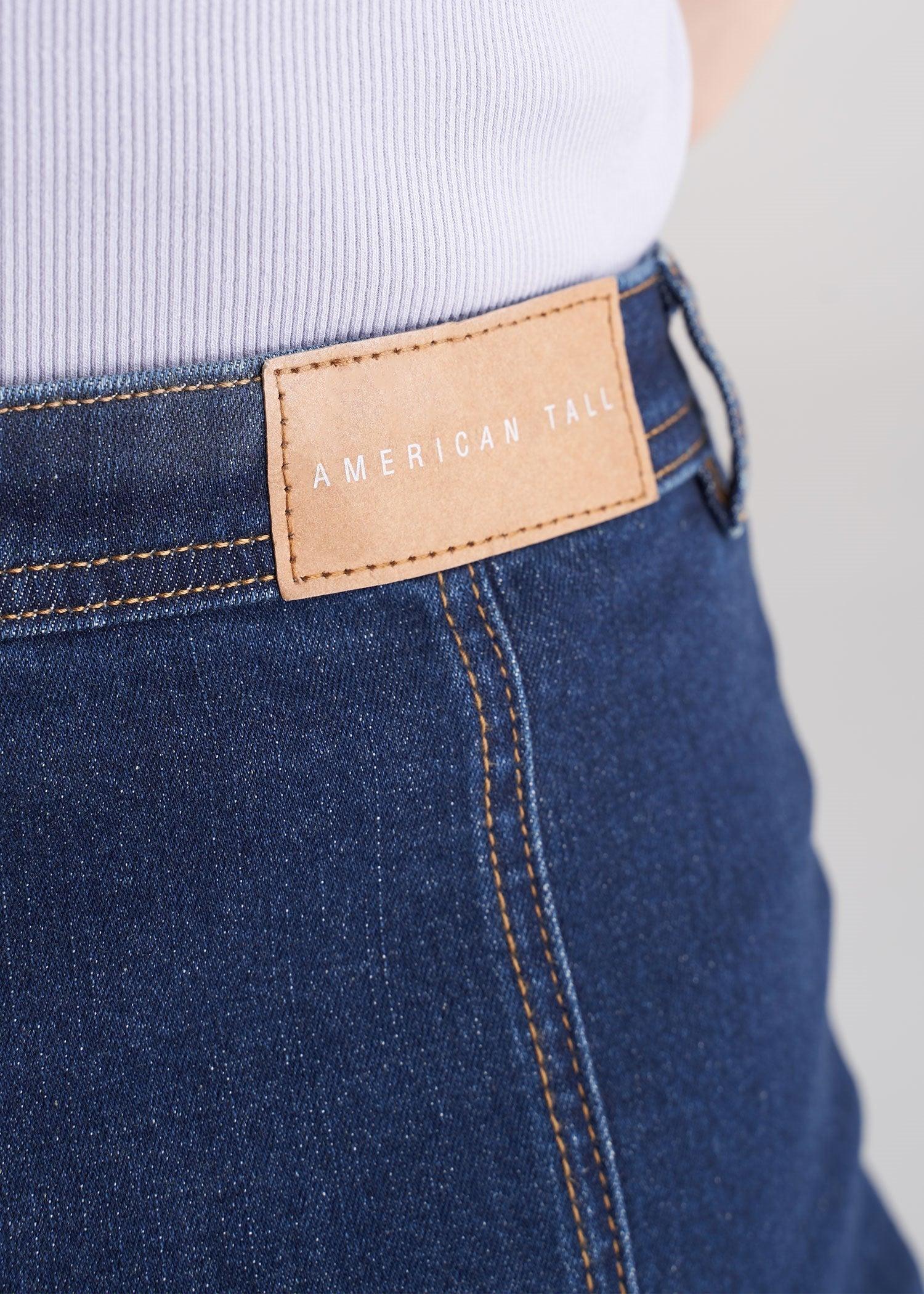 Women's Tall Button Up Denim Skirt in Washed Indigo Blue Female Product Image