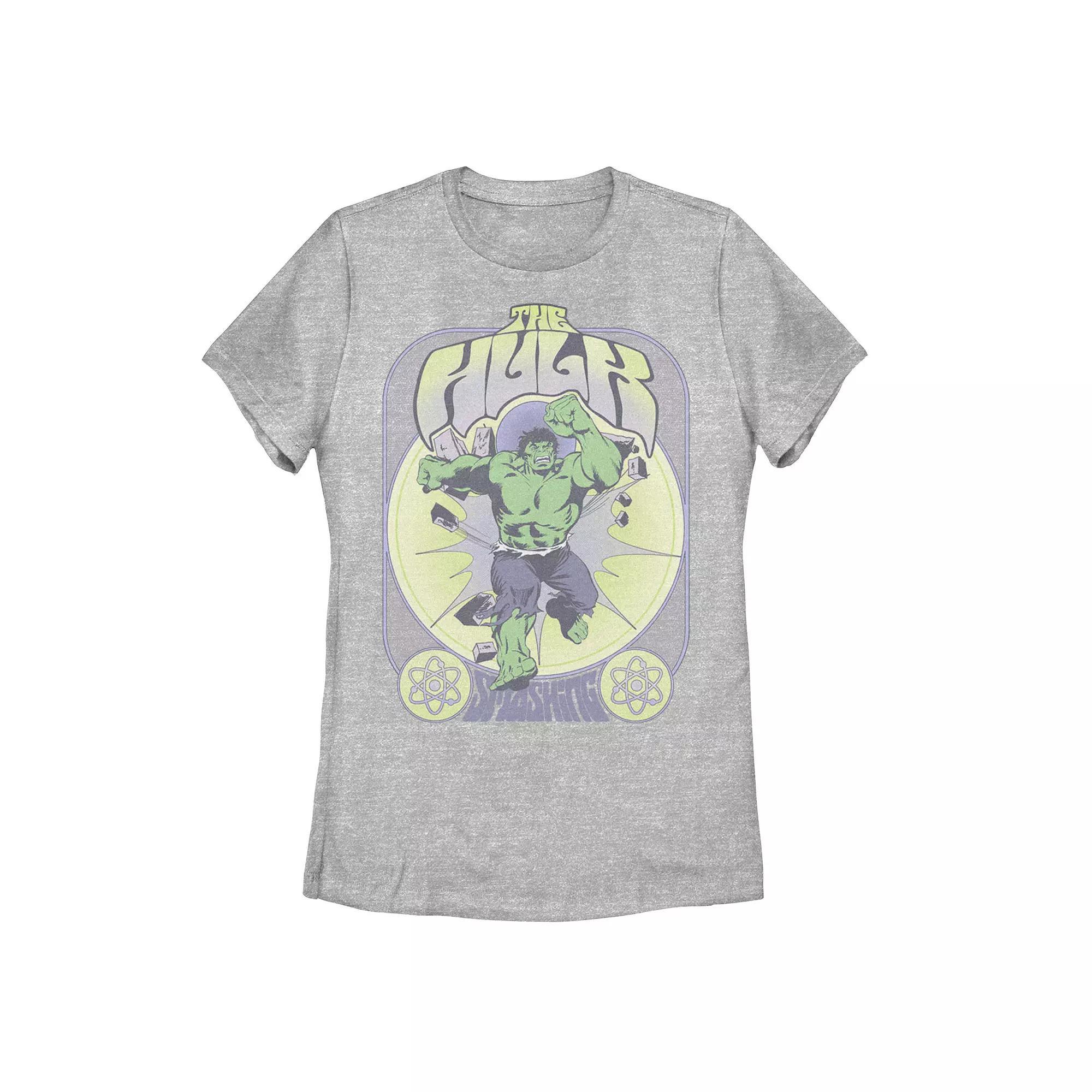 Disney's Marvel The Hulk Juniors' Vintage "The Hulk" Graphic Tee, Girl's, Size: XL, Athletic Grey Product Image