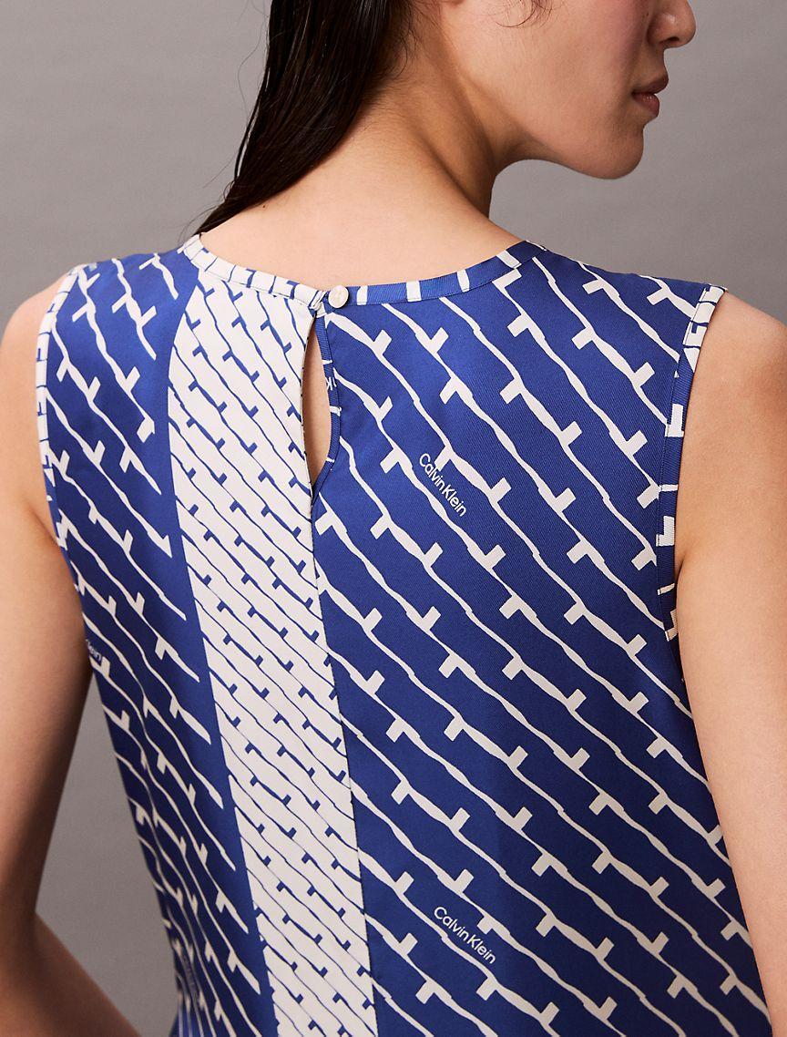 Printed Viscose Twill Midi Dress  Product Image