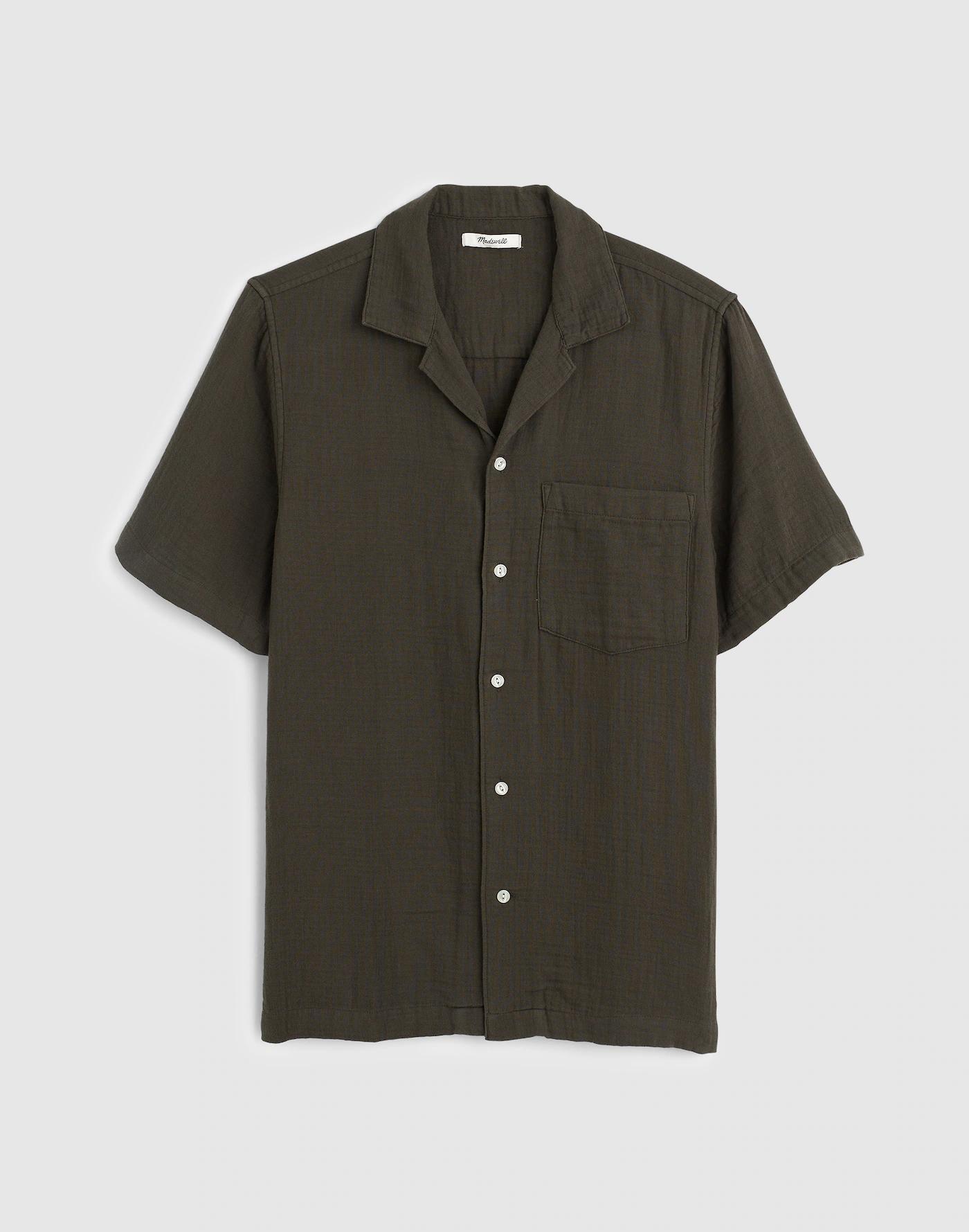 Indigo-Dyed Short-Sleeve Button-Up Shirt Product Image