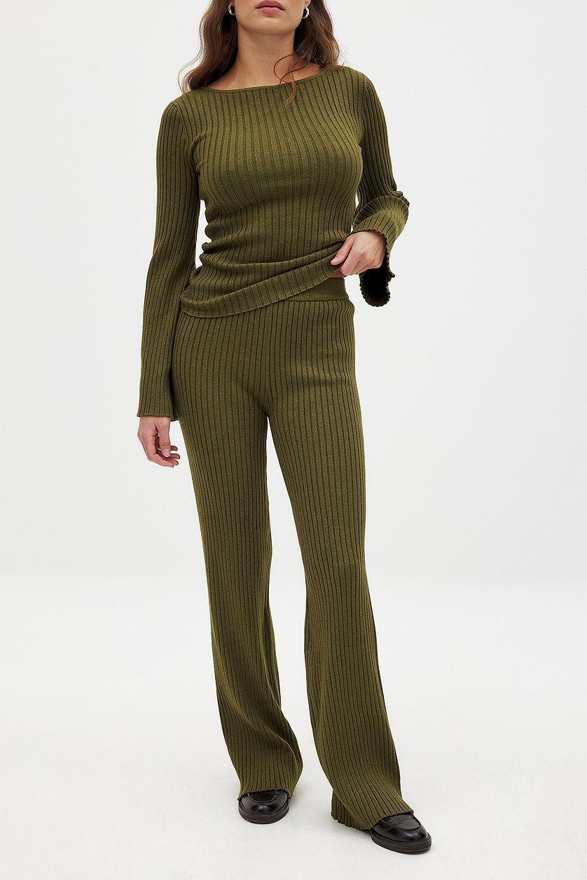 Rib Knitted Trousers Product Image