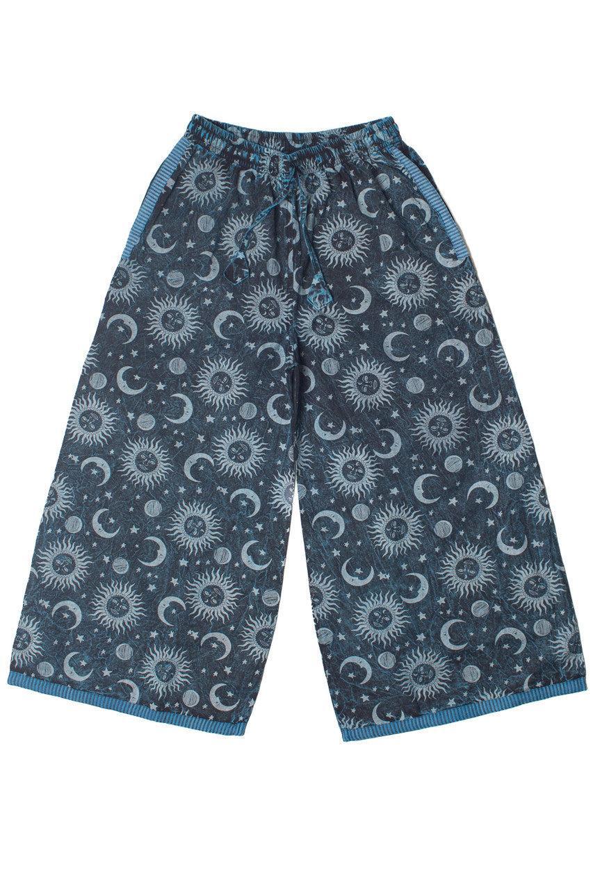 Striped Trim Wide Leg Celestial Print Pants Product Image