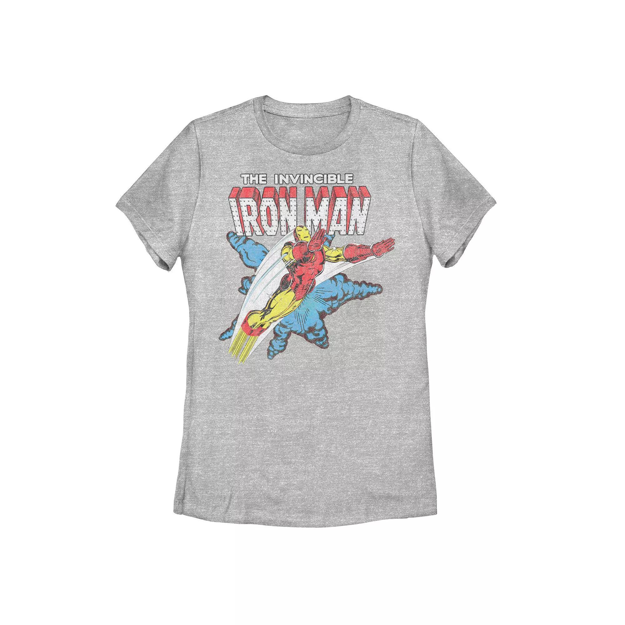 Juniors' Marvel Iron Man Retro Blast-Off Tee, Girl's, Size: Large, Athletic Grey Product Image