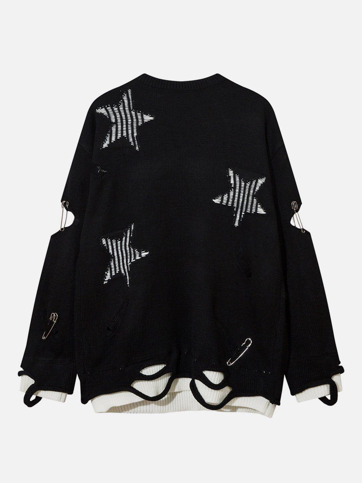 Aelfric Eden Distressed Cut Out Star Sweater Product Image
