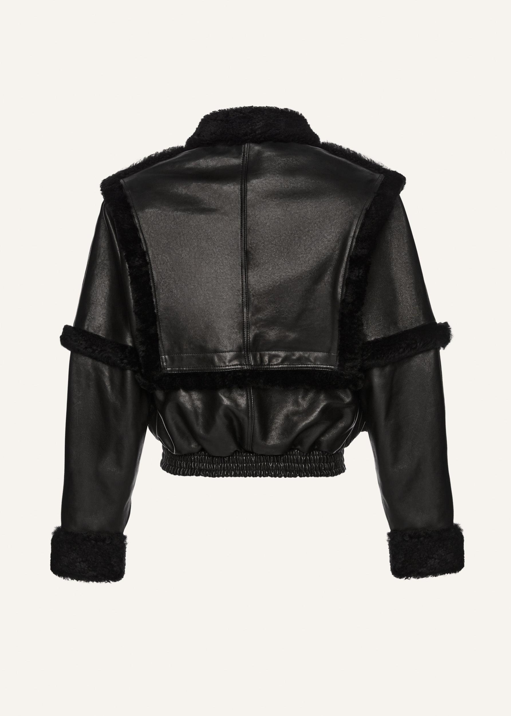 Shearling bomber jacket in black Product Image
