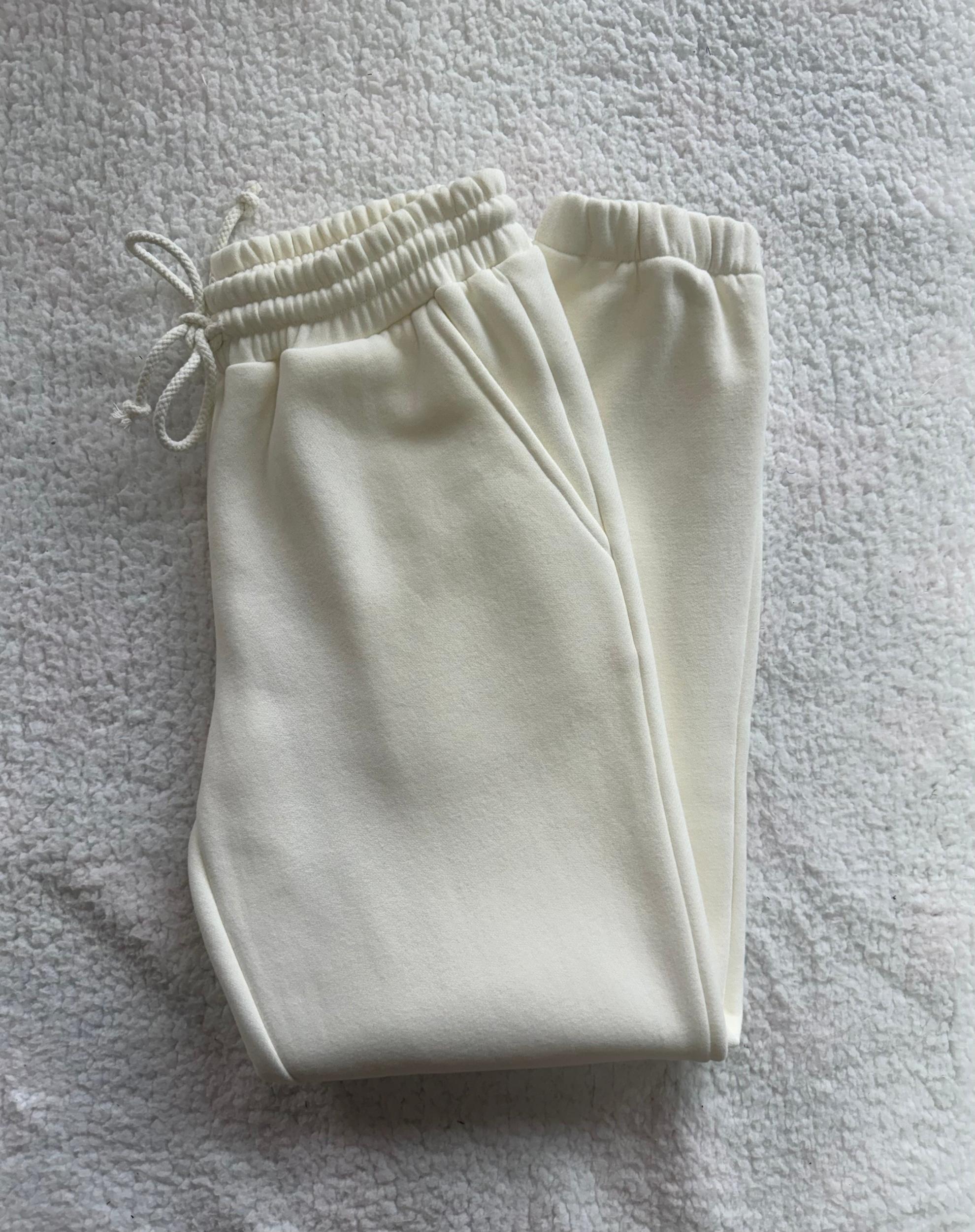 Ivory Basic Blank Jogger Sweatpants Product Image