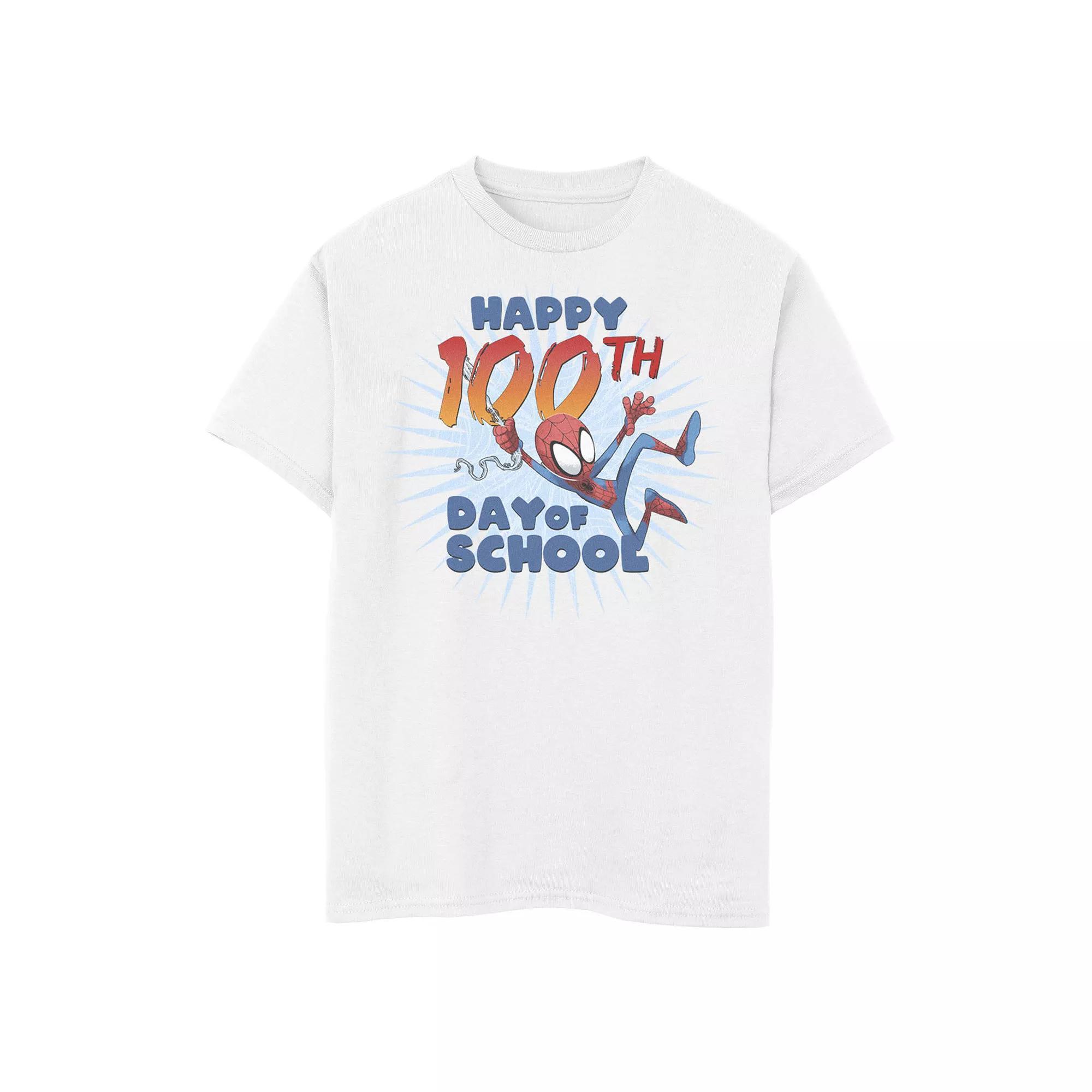 Boys 6-20 Marvel Spider-Man 100th Day Of School Text Graphic Tee, Boy's,  Product Image