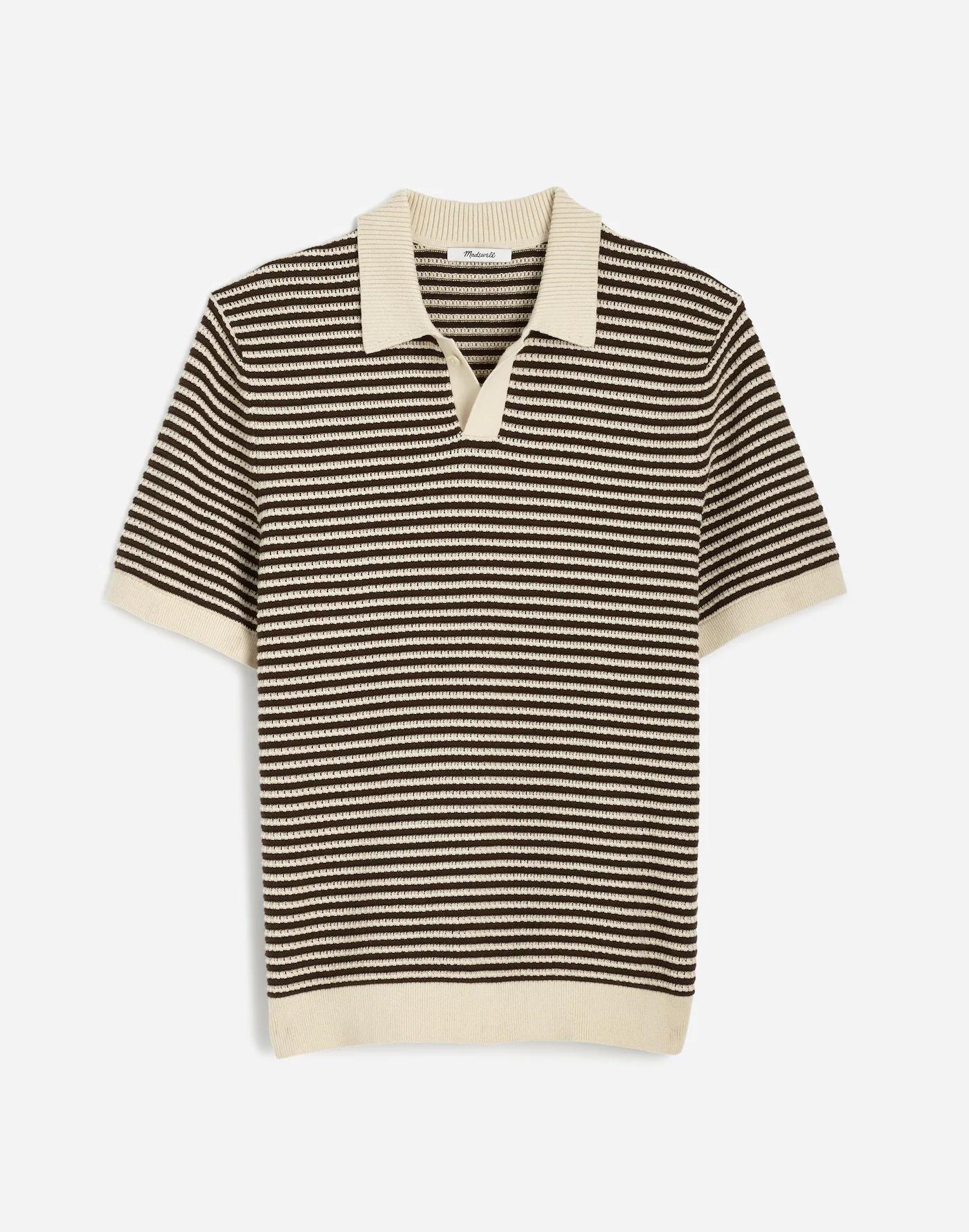 Pointelle Stitch Single-Button Sweater Polo Product Image