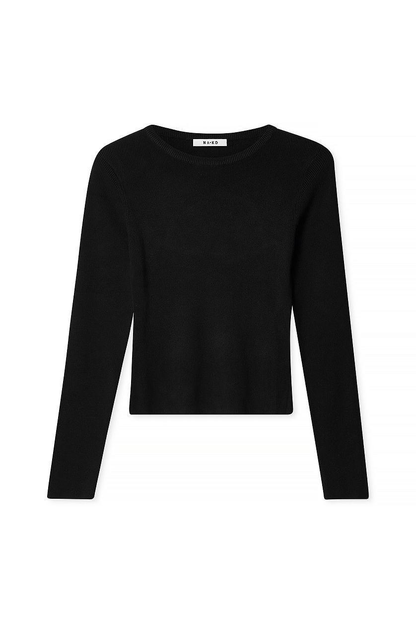Ribbed Knitted Round Neck Top Product Image