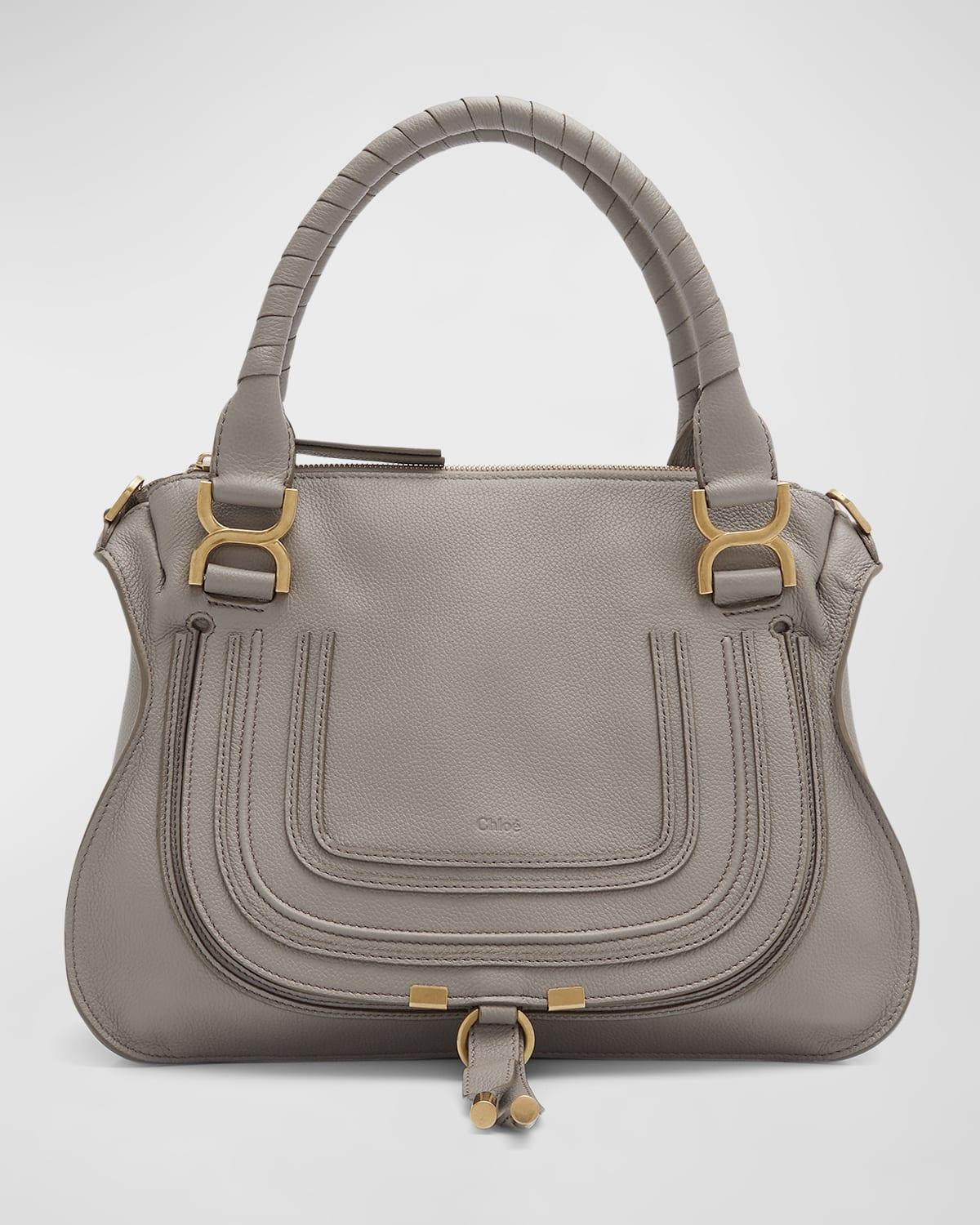 Marcie Medium Double Carry Satchel Bag in Grained Leather Product Image