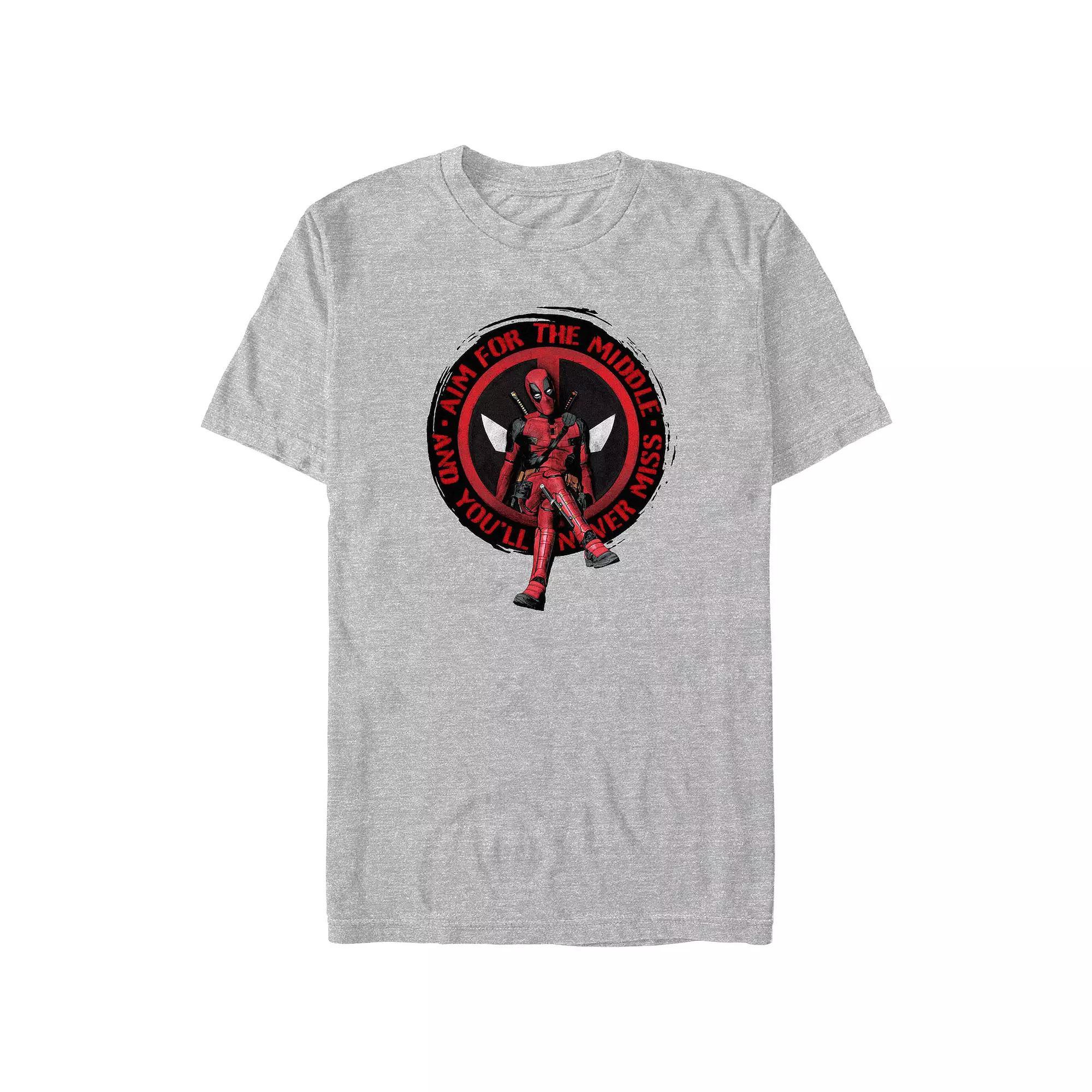 Big & Tall Marvel Deadpool Aim For The Middle Graphic Tee, Men's, Size: XXL Tall, Athletic Grey Product Image