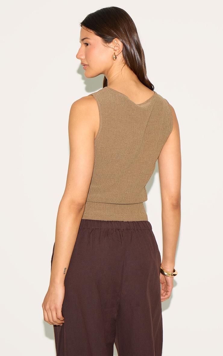 Mushroom Textured Boat Neck Sleeveless Top Product Image