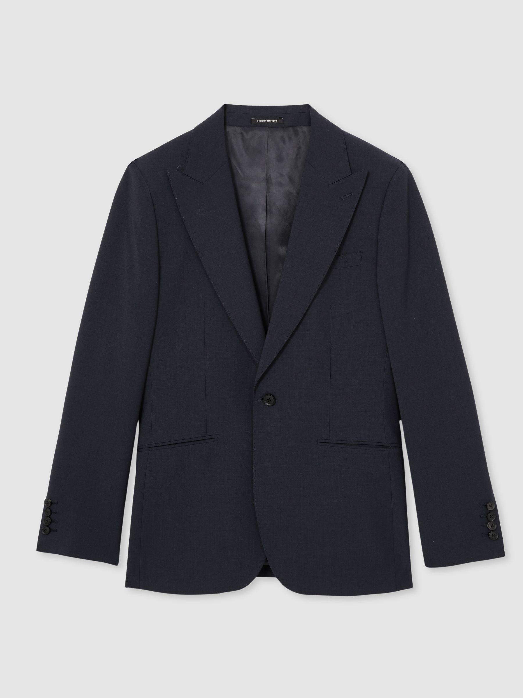 Regular-Fit Single-Breasted Wool-Blend Suit Blazer in Bright Blue Product Image
