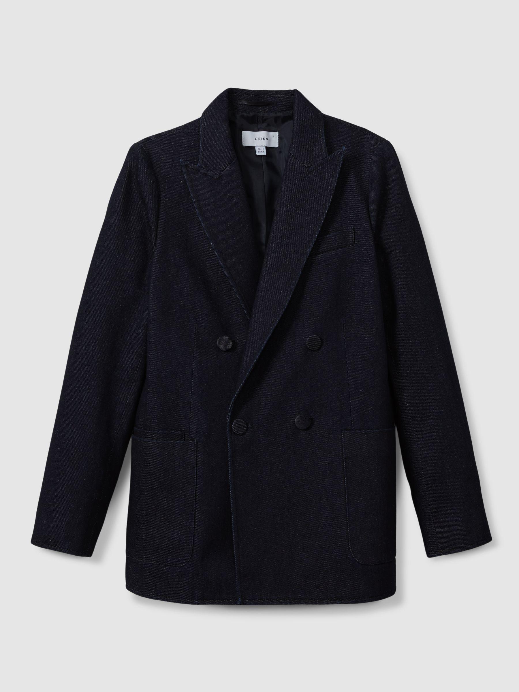 Double Breasted Denim Suit: Blazer in Dark Blue Product Image