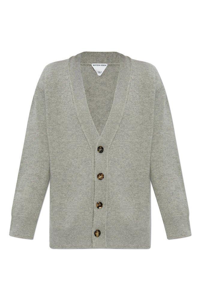 BOTTEGA VENETA Patch Embellished Relaxed Fit Cardigan In Gray Product Image